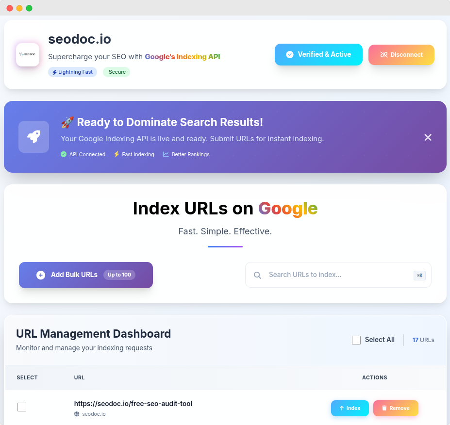 Google Auto Index by SEODoC